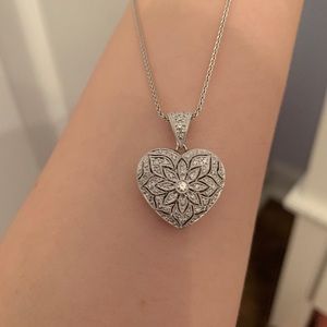 White gold bedazzled photo locket